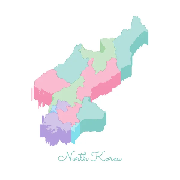 북한 지역 벡터의 북한 지역 지도 다채로운 아이소메트릭 평면도 상세 지도 — 스톡 벡터