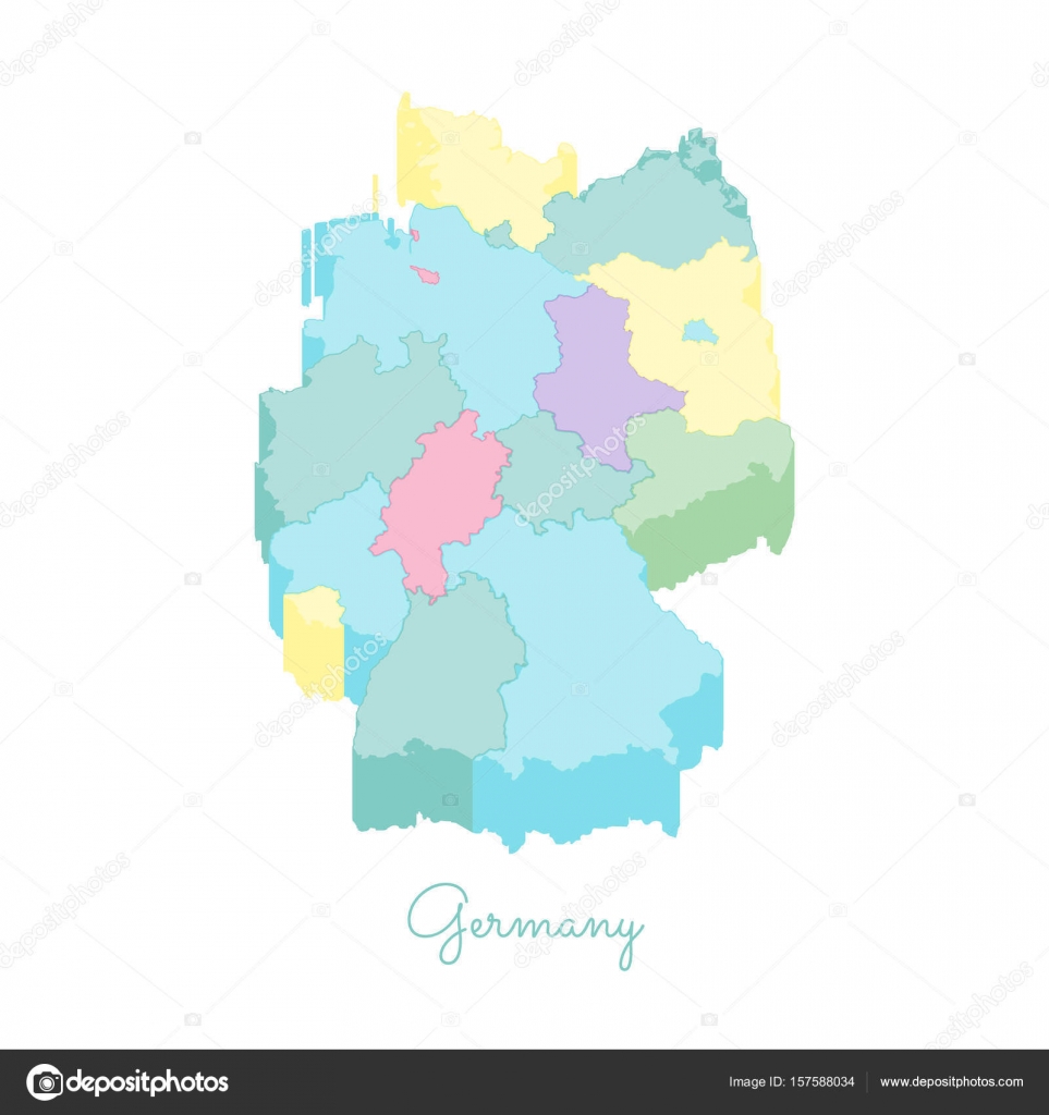 germany region map colorful isometric top view detailed map of germany regions vector stock vector