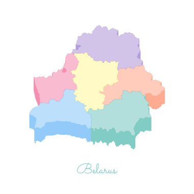 Beyaz Rusya bölgelerinde vektör harita Beyaz Rusya bölge harita renkli izometrik en iyi görünümü ayrıntılı