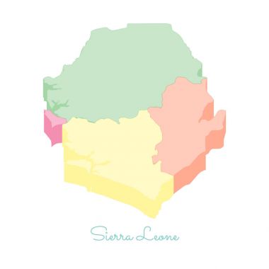 Sierra Leone bölgelerinde vektör harita Sierra Leone bölge harita renkli izometrik en iyi görünümü ayrıntılı