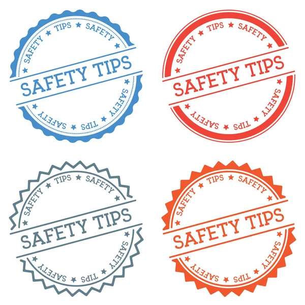 Güvenlik İpuçları rozet beyaz arka plan üzerinde yuvarlak düz stil izole metin ile dairesel amblemi etiket. — Stok Vektör