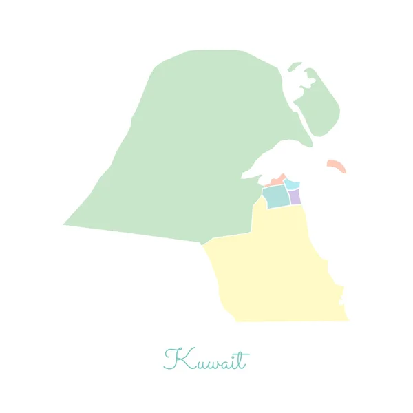 Kuwait-Landkarte bunt mit weißen Umrissen Detailkarte der Kuwait-Regionen Vektorillustration — Stockvektor