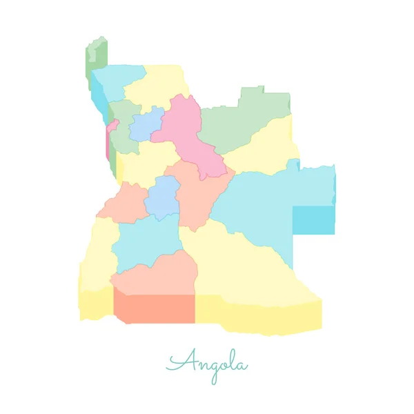 Angola region map coloré isométrique vue du dessus Carte détaillée des régions de l'Angola Illustration vectorielle — Image vectorielle