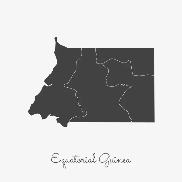 Rovníková Guinea regionu mapa šedý obrys na bílém pozadí podrobná mapa Rovníkové Guiney — Stockový vektor
