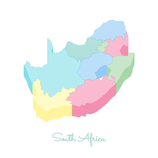 南アフリカ地域マップ カラフルな等尺性トップ ビュー詳細地図南アフリカ地域ベクトル — ストックベクタ