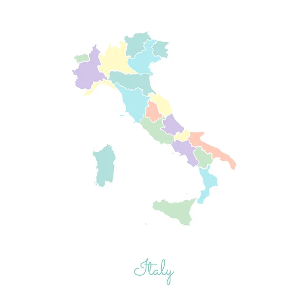 Z biały kontur Mapa Włoch regiony wektor ilustracja kolorowy mapy regionu Włochy — Wektor stockowy