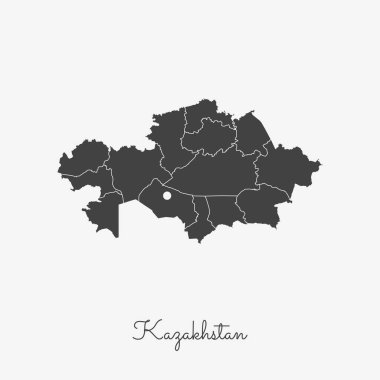 Kazakistan bölgesi gri anahat Kazakistan bölgeler vektör beyaz arka plan detaylı haritada göster