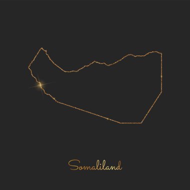 Somaliland bölgesi harita altın glitter anahat parlak yıldız koyu arka planda ayrıntılı göster