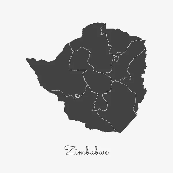 짐바브웨 지역 지도 벡터 짐바브웨 영역의 흰색 배경 상세한 지도에 회색 개요 — 스톡 벡터