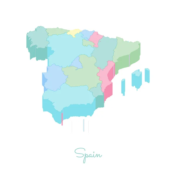 Карта региона Испании красочный изометрический вид сверху Подробная карта регионов Испании Векторная иллюстрация — стоковый вектор