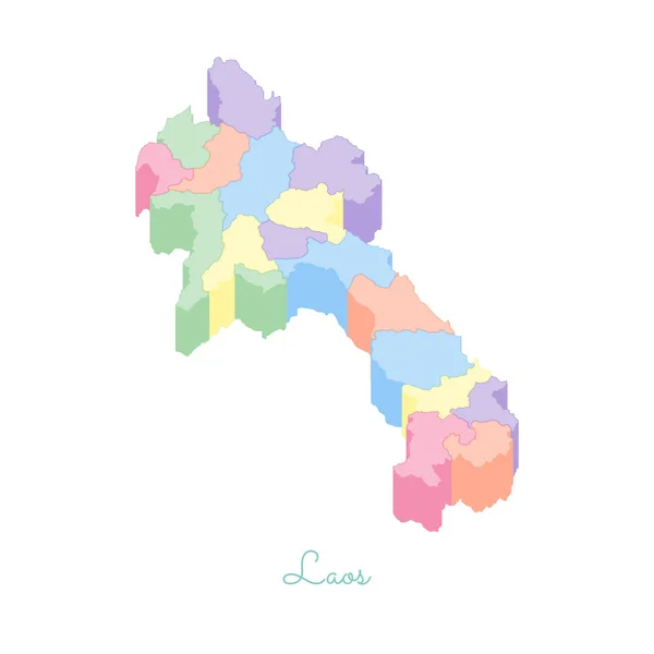 Λάος περιοχής χάρτη πολύχρωμο ισομετρική προβολή επάνω λεπτομερείς χάρτη του Λάος περιοχές εικονογράφηση διάνυσμα — Διανυσματικό Αρχείο