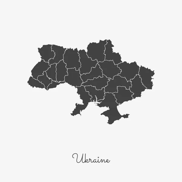 Ucrania región mapa gris esquema sobre fondo blanco Mapa detallado de Ucrania regiones Vector — Vector de stock