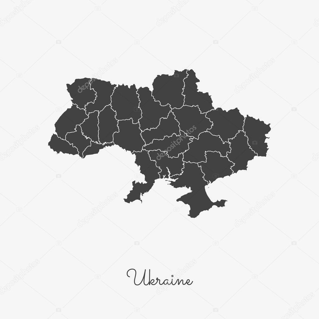 Ukraine region map grey outline on white background Detailed map of Ukraine regions Vector