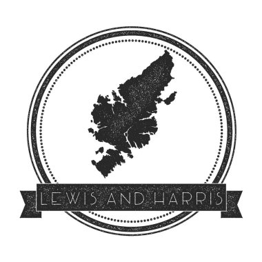 Lewis ve Harris harita damga Retro sıkıntılı Insignia Hipster rozeti metin afiş Adası ile yuvarlak
