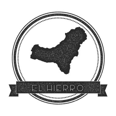 El Hierro harita damga Retro sıkıntılı Insignia Hipster rozeti ile metin afiş Adası vektör yuvarlak
