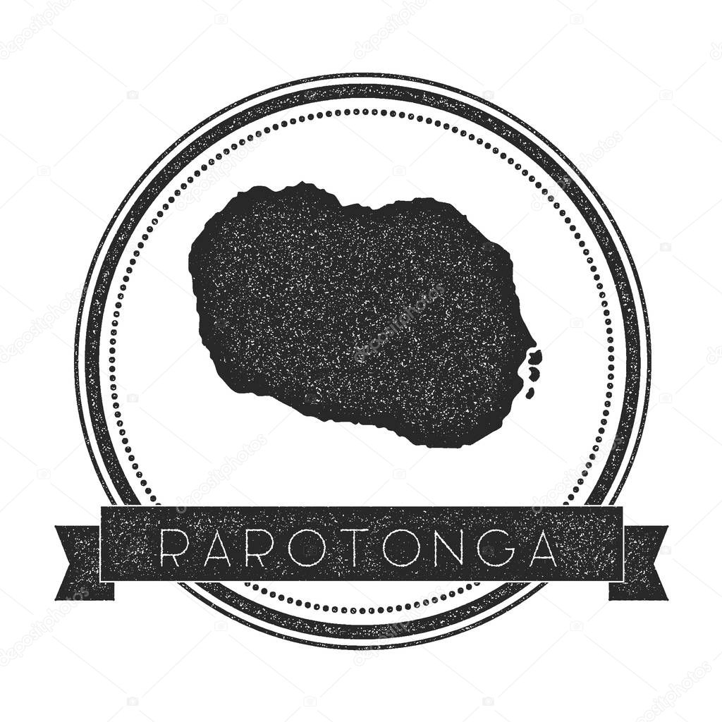 Rarotonga map stamp Retro distressed insignia Hipster round badge with text banner Island vector