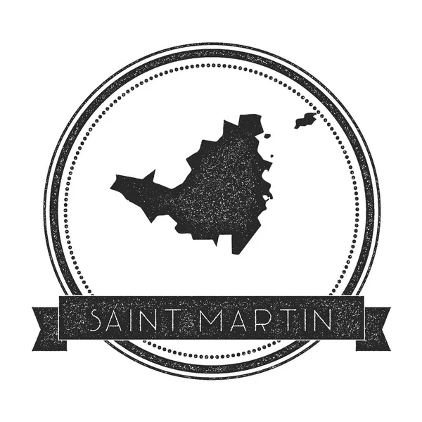Saint Martin mapa sello retro angustiado insignia Hipster ronda insignia con banner de texto Isla — Vector de stock