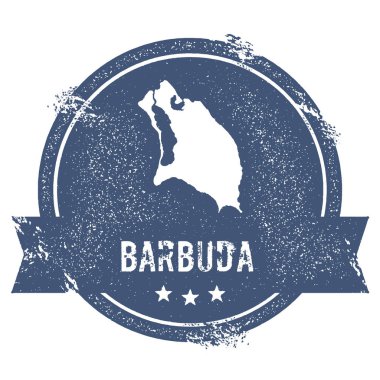 Barbuda logo işareti seyahat lastik damga adı ve ada vektör çizim Haritası olabilir