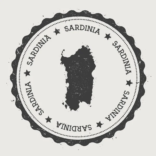 Etiqueta engomada de Cerdeña Hipster ronda sello de goma con mapa de la isla — Vector de stock