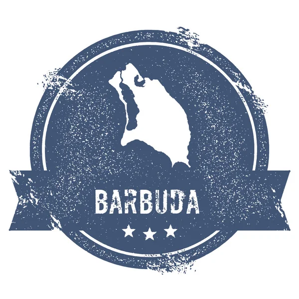 Barbuda loga znamení cestovní razítka s názvem a mapa ostrova vektorové ilustrace mohou být — Stockový vektor