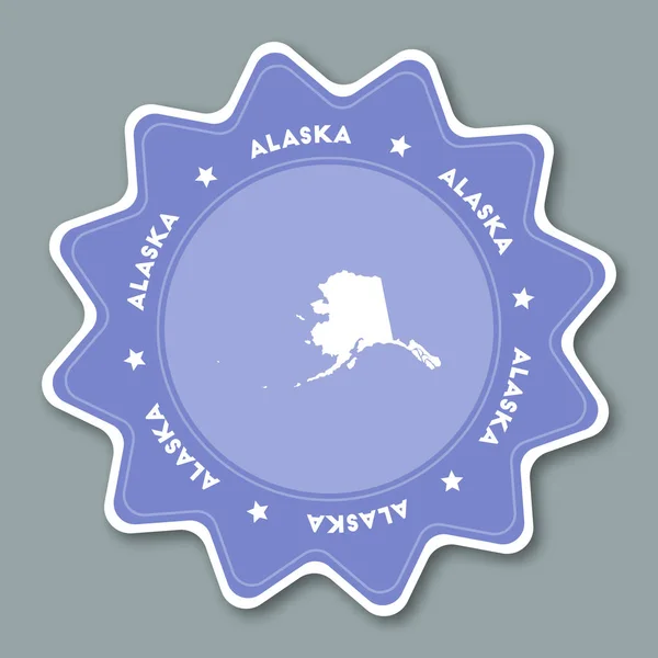 Alaska Χάρτης αυτοκόλλητο με trendy ταξιδεύουν αυτοκόλλητο μαζί μας όνομα μέλους και Χάρτης μπορεί να χρησιμοποιηθεί ως λογότυπο — Διανυσματικό Αρχείο