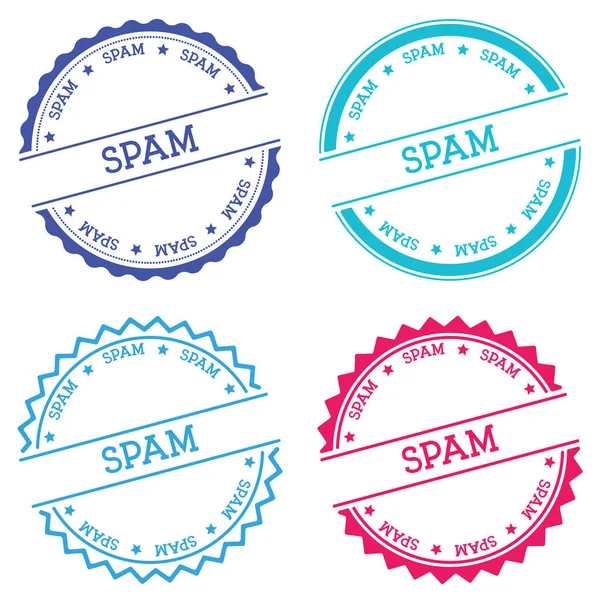 Insignia de spam aislada sobre fondo blanco Etiqueta redonda de estilo plano con texto Vector de emblema circular — Vector de stock