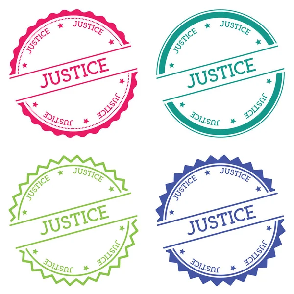 Distintivo di giustizia isolato su sfondo bianco Etichetta rotonda in stile piatto con testo Vettore emblema circolare — Vettoriale Stock