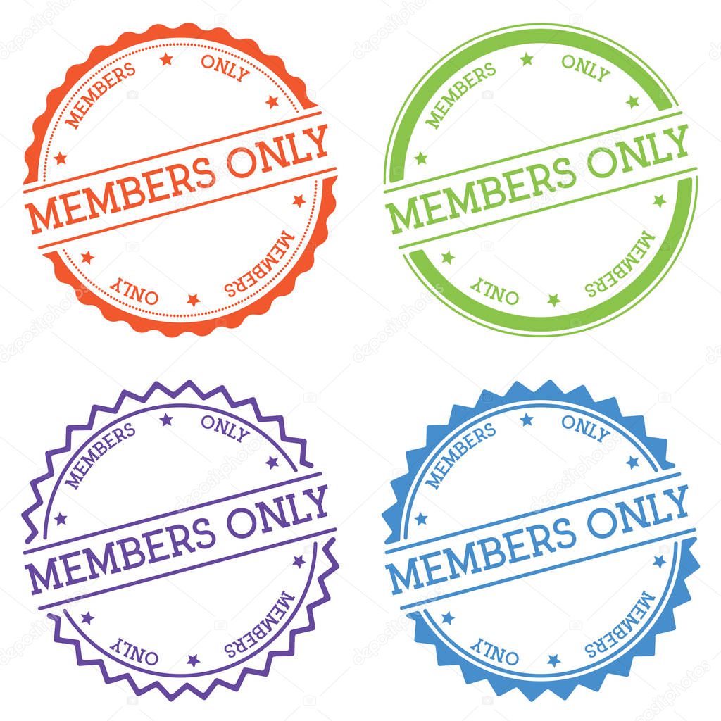 Members Only badge isolated on white background Flat style round label with text Circular emblem