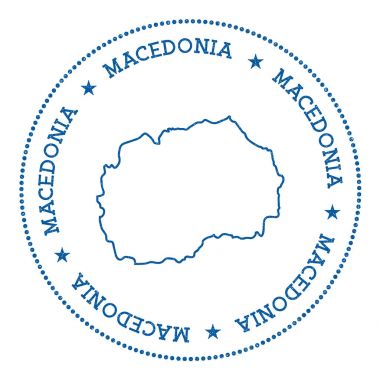 Makedonya Eski Yugoslav Cumhuriyeti, vektör harita etiket Hipster ve retro tarzı rozet ile