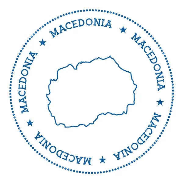 Makedonya Eski Yugoslav Cumhuriyeti, vektör harita etiket Hipster ve retro tarzı rozet ile
