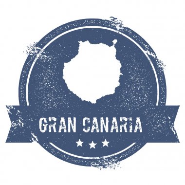 Gran Canaria logo işareti seyahat lastik damga adı ve ada vektör çizim Haritası