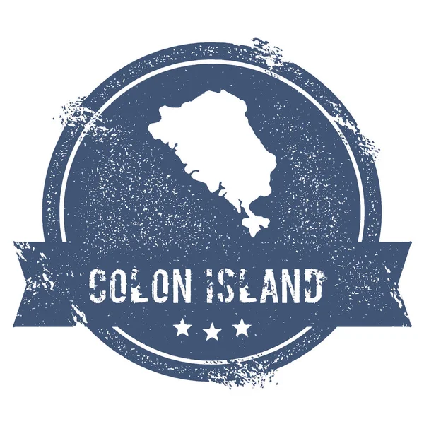 Signo do logotipo da Ilha do Cólon Carimbo de borracha de viagem com o nome e mapa da ilha ilustração vetorial — Vetor de Stock