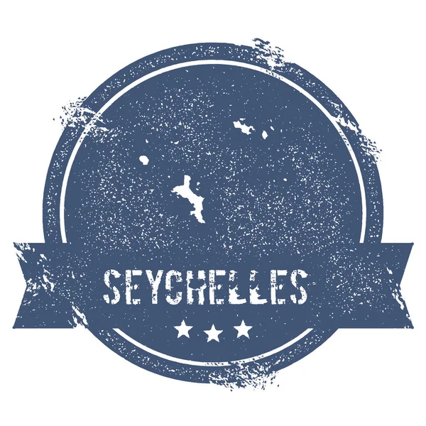 Seyşeller logo işareti seyahat lastik damga adı ve ada vektör çizim Can Haritası