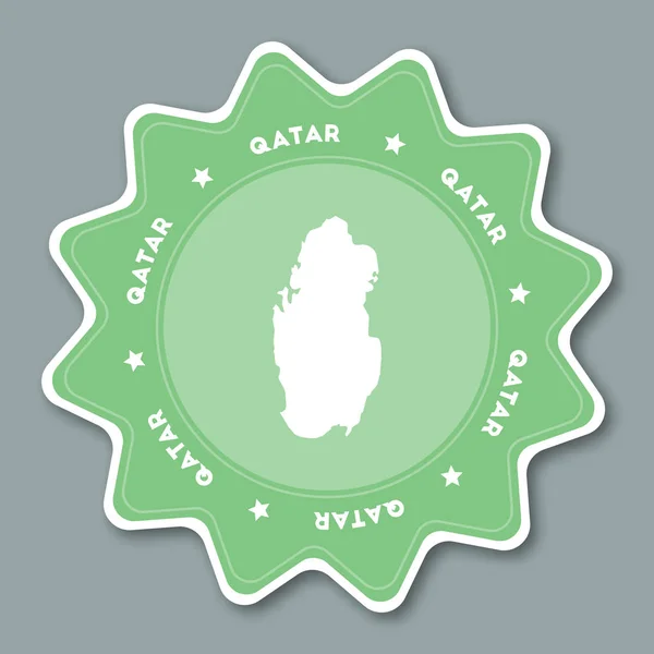 Qatar Karte Aufkleber in trendigen Farben Stern förmigen Reise-Aufkleber mit Ländernamen und Karte kann sein — Stockvektor