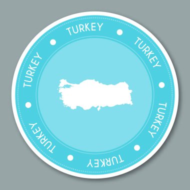 Türkiye etiketi düz etiket tasarım yurtsever ülke Haritası etikel ülke etiket vektör yuvarlak