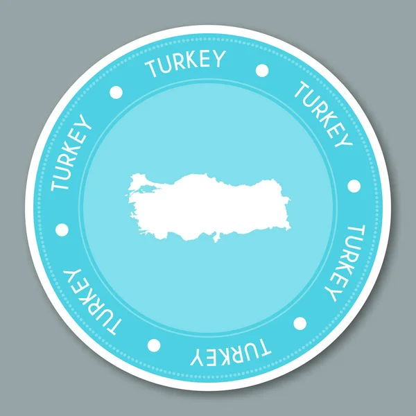 Türkiye etiketi düz etiket tasarım yurtsever ülke Haritası etikel ülke etiket vektör yuvarlak — Stok Vektör