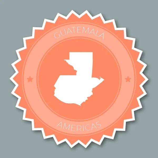 Guatemala insignia diseño plano redondo estilo plano etiqueta engomada de colores de moda con mapa de país y nombre — Archivo Imágenes Vectoriales