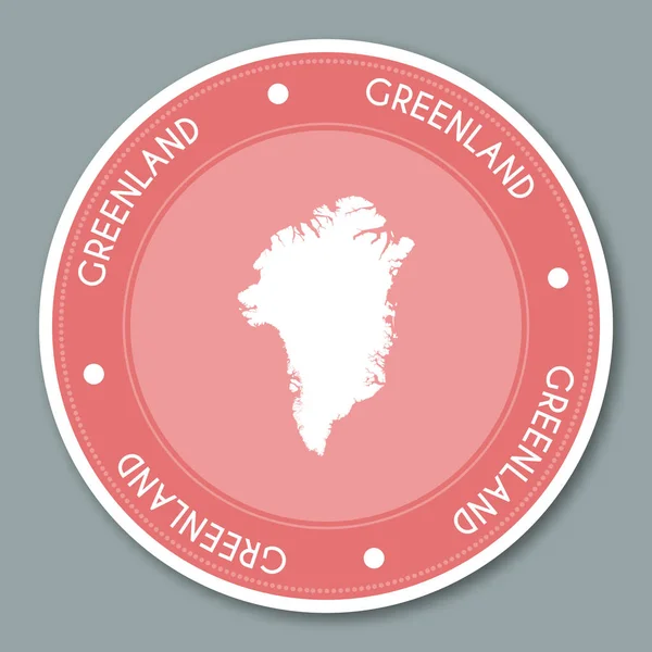 Etiqueta de Groenlandia diseño de la etiqueta engomada plana Mapa del país patriótico redondo lable País etiqueta engomada vector — Archivo Imágenes Vectoriales