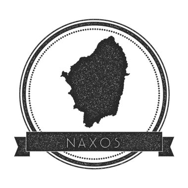 Naxos harita damga Retro sıkıntılı Insignia Hipster rozeti ile metin afiş Adası vektör yuvarlak