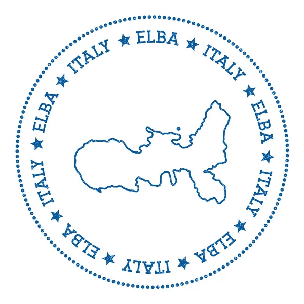 Стикер карты Эльбы Hipster и значок в стиле ретро Minimalistic insignia с круглыми точками границы — стоковый вектор