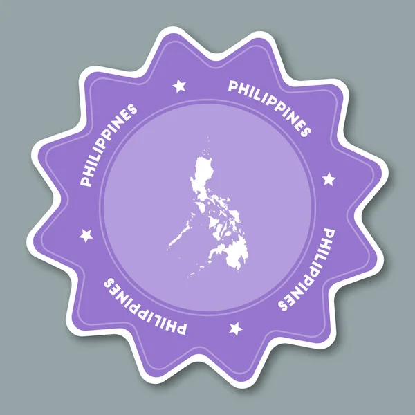 Etiqueta engomada del mapa de Filipinas en colores de moda Etiqueta engomada de viaje en forma de estrella con nombre de país y mapa Can — Vector de stock