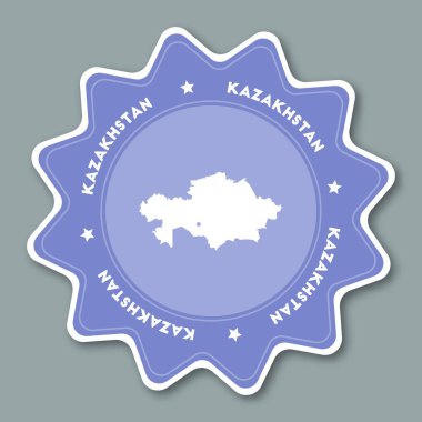 Kazakistan ülke adı ile trendy renkler yıldız şeklinde seyahat etiket Etiket Eşleme ve Can göster