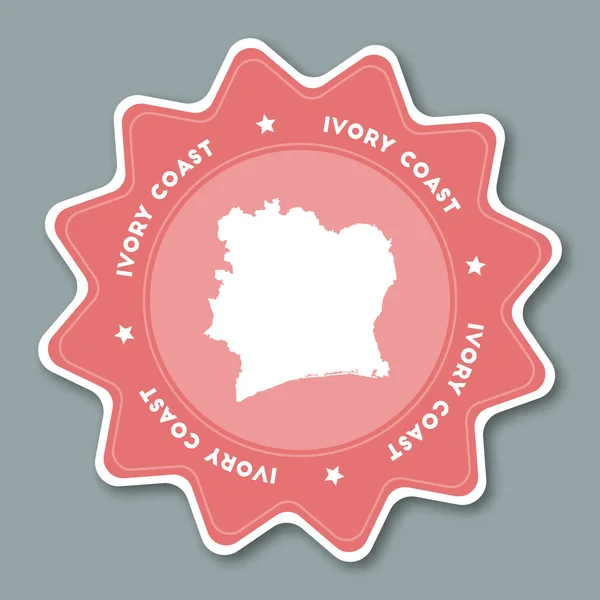 Cote DIvoire etiqueta engomada del mapa en colores de moda Etiqueta engomada de viaje en forma de estrella con nombre de país y mapa — Vector de stock