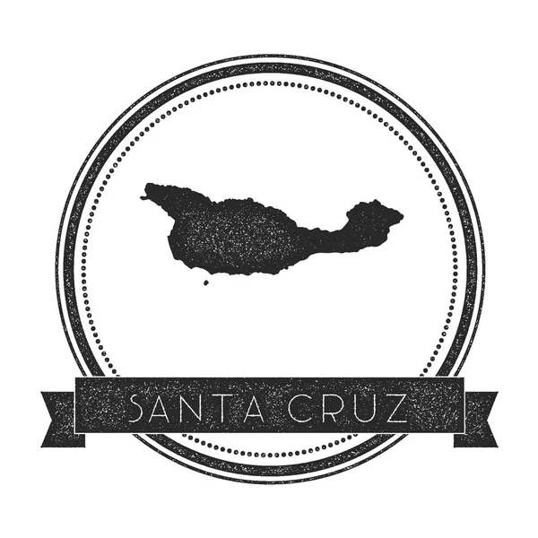 Sello de mapa de la isla de Santa Cruz Insignia angustiada retro Insignia redonda Hipster con banner de texto Isla — Vector de stock