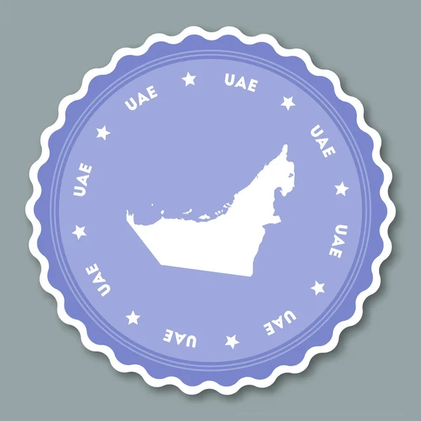 Vereinigte Arabische Emirate Aufkleber flaches Design rund flachen Stil Abzeichen in trendigen Farben mit Länderkarte — Stockvektor