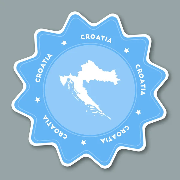 Хорватская карта наклейка в модных цветах в форме звезды путешествия наклейка с названием страны и карты — стоковый вектор