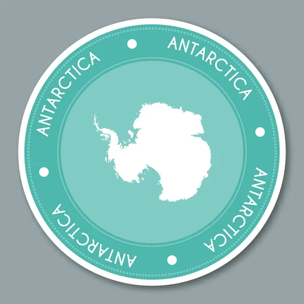Antártida etiqueta plana pegatina diseño patriótico país mapa redondo lable País pegatina vector — Archivo Imágenes Vectoriales