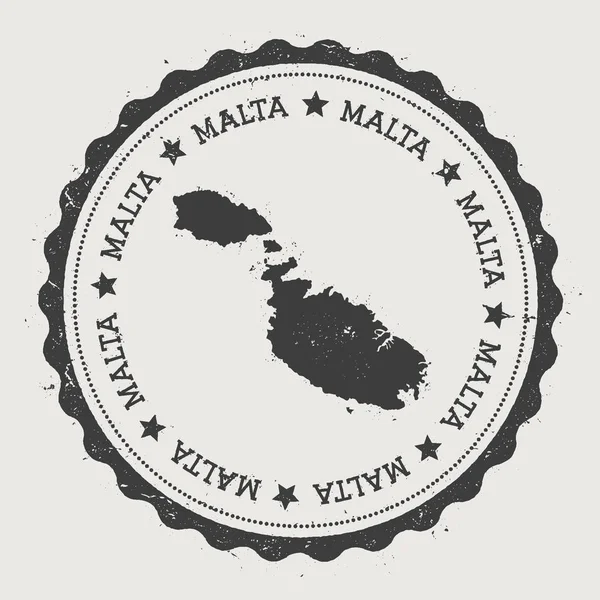 Etiqueta engomada de Malta Hipster ronda sello de goma con mapa de la isla Vintage signo de pasaporte con texto circular — Vector de stock