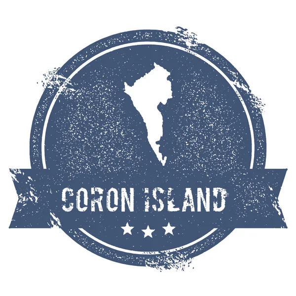 Signo del logotipo de Coron Island Sello de goma de viaje con el nombre y el mapa de la ilustración del vector de la isla — Vector de stock