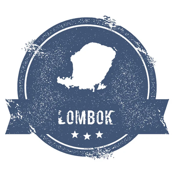 Signo del logotipo de Lombok Sello de goma de viaje con el nombre y el mapa de la ilustración del vector de la isla Puede ser — Vector de stock
